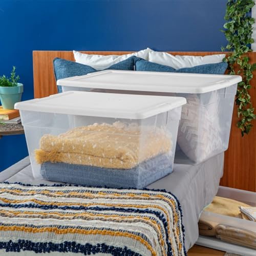 Sterilite Storage Box, Stackable Clear Plastic Bins, 90 Quart, 8-Pack