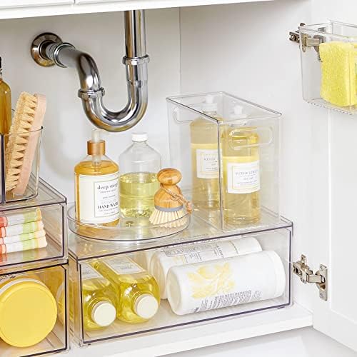 mDesign Lazy Susan Turntable Plastic Spinner for Kitchen/Bathroom, Pantry, Fridge, Cupboards, or Counter Organizing, Ful