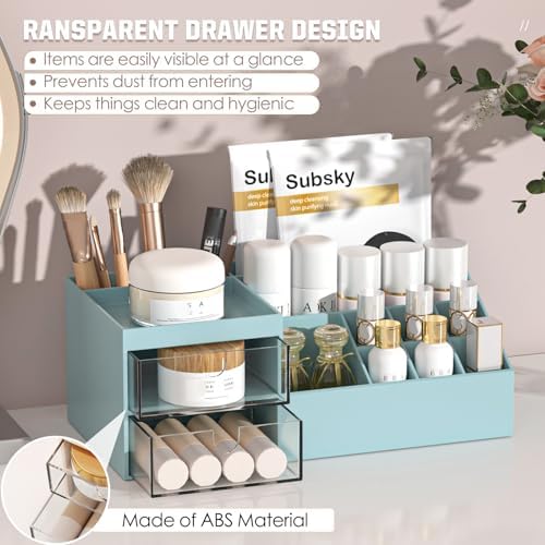 Subsky Makeup Organizer with Drawers, Easy Storage for Lipstick Brushes Eyeshadow Nail Polish, Multifunction Desk Organi