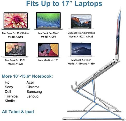 Laptop Stand for Desk，Stable MacBook Pro Stand，Ergonomic Aluminum Computer Riser for 12 13 15 16 17 inch ，Computer Cooli