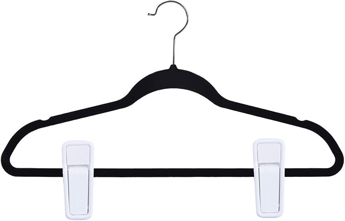 ONE250 Premium Heavy Duty ABS Plastic Slim-line Hanger Set of Finger Clips for Velvet Hangers - 20 Pack (White)