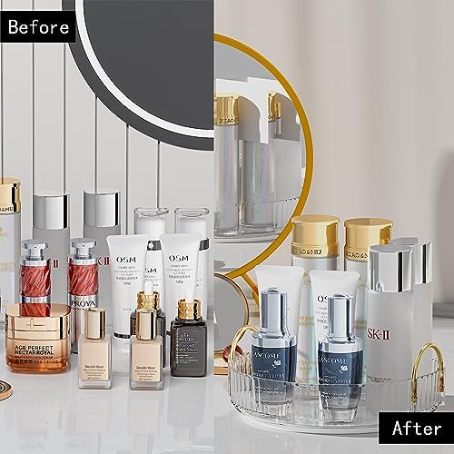 Makeup Organizer, 360° Rotating Design Bathroom Counter Organizer - Large Capacity Makeup, Skincare & Perfume Organizer 