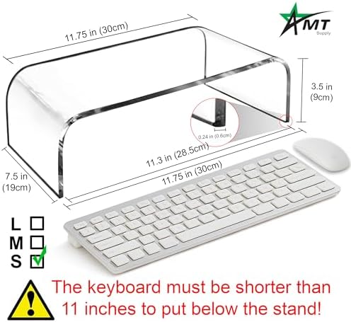 AMT Premium Acrylic Monitor Stand, Clear, Monitor Riser for Laptop/PC/Multimedia Monitor/Printer Stand for Home Office (