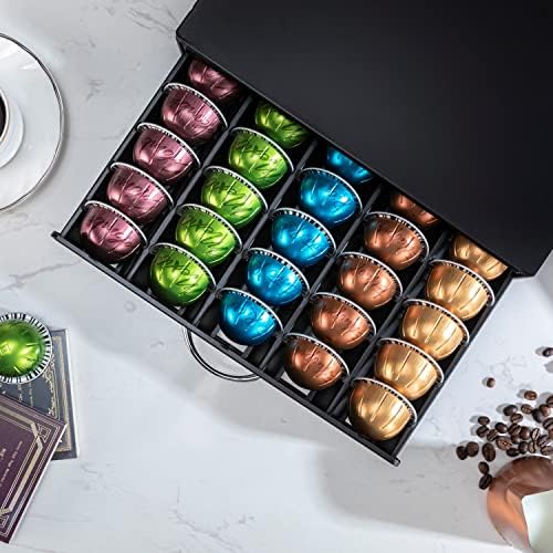 FlagShip for Nespresso Pod Storage Vertuo Pod Holder Coffee Pod Organizer Morden Design And Coffee Machine Stand Black M