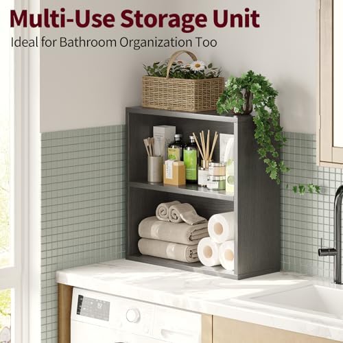 2-Tier Bookshelf Storage Shelves, 23.7 Inch Open Shelf Bookcase