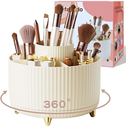 fanado 360° Rotate Makeup Brush Holder Organizer, Makeup Organizers Countertop, Makeup organization and Skincare Storage