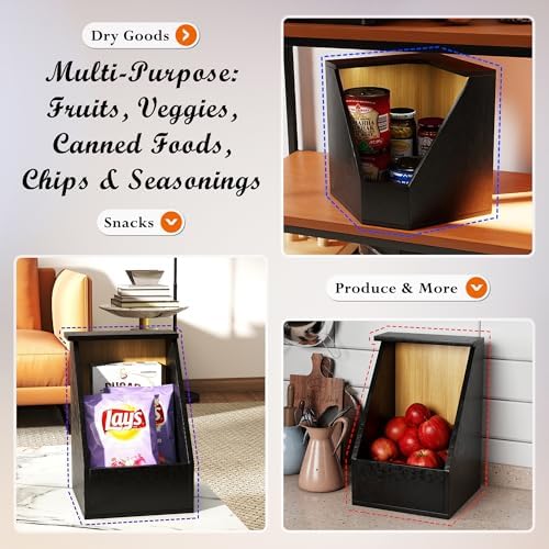Jolitac Large Bamboo Pantry Storage Bins, Potato Onion Storage Bin