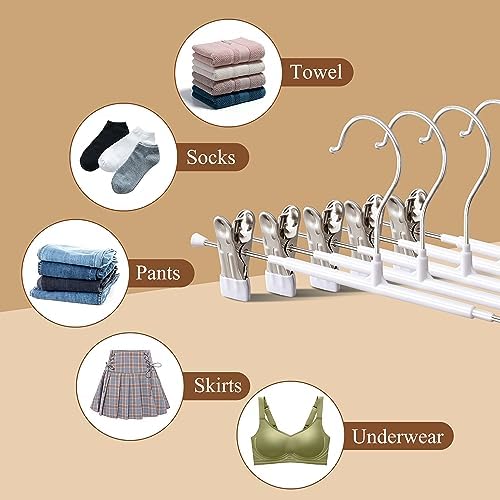 Pants Hangers with Clips Skirt Hangers 12 Inch 10 Pack, White
