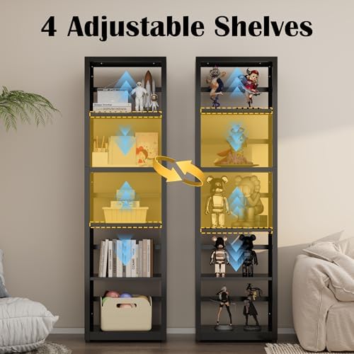 SteeLoong 5 Tier Bookcase,Metal Bookshelf with Adjustable Feet & Shelves