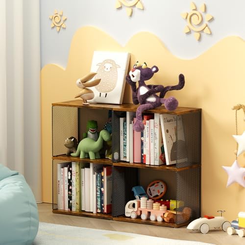 Dmevkic Small Bookshelf 2 Tiers Bookshelf for Small Spaces DIY Variable Stackable Cube Storage Organizer for Kid Bedroom