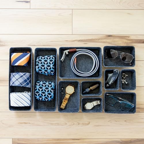 Three by Three Seattle Recycled Felt Storage Bins Set of 10 (Charcoal)