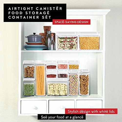 DWËLLZA KITCHEN Airtight Food Storage Containers with White Lids 2L - 4 Pc Clear Plastic Pantry Snacks Kitchen Container, Baking Supplies, 4LB Sugar & Flour Canister BPA-Free