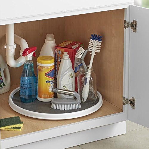Copco Non-Skid Pantry Cabinet Lazy Susan Turntables, 18-Inch and 12-Inch, White/Gray