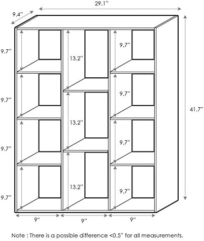 11-Cube Bookshelf, Reversible Bookcase, Book Shelf, Cube Storage Organizer, 9.4 x 29.1 x 41.7, for Home Office, Living R