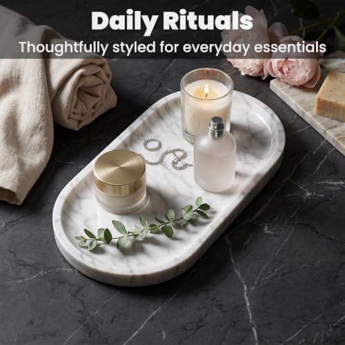 11.8 x 5.9 Inch Carrara White Oval Marble Tray