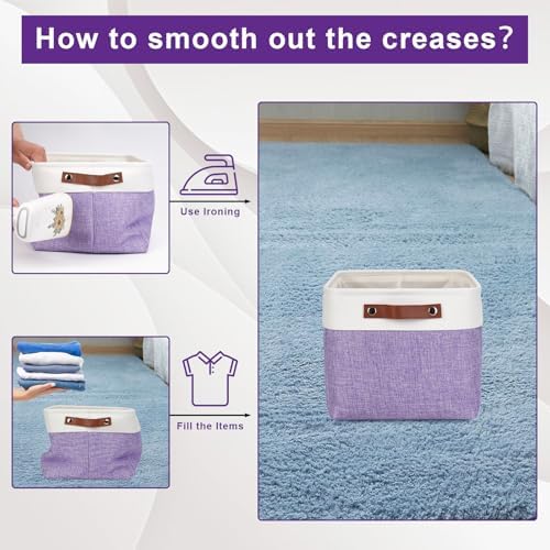Bagnizer Storage Bins Large Fabric Storage Baskets for Shelves 3 Pack, Decorative Linen Closet Baskets with Handles for 