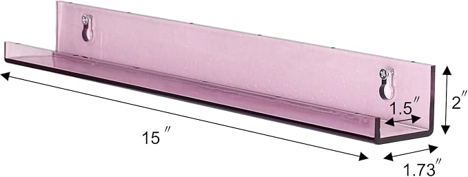 Sooyee 15 Inch Wall Shelves - Floating Shelf, Small Bookshelf for Kids Room, Hanging Shelves for Wall Storage, Toy Picture Ledge Display Shelf, 6 Pack, Violet