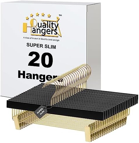 Quality Hangers 20 Pack Ultra Thin Space Saving Black Wooden Hangers - 360 Degree Swivel Hook - Best for Suits Coats & More