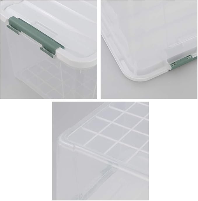 Gloreen 35 Quart Clear Storage Bins with Lid and Handle, Multipurpose Stackable Plastic Storage Latches Box/Containers,set of 4