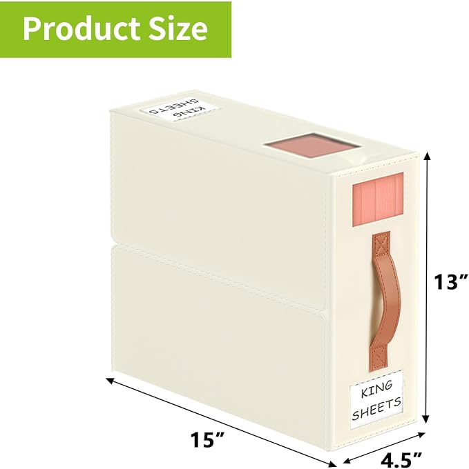 Aokeyee Bed Sheet Organizers and Storage - 8 Pack (Queen or King Size),Foldable Storage Box for Duvet Cover Set, Linen Closet Organizer for Bedding Clothes Blankets, Ivory