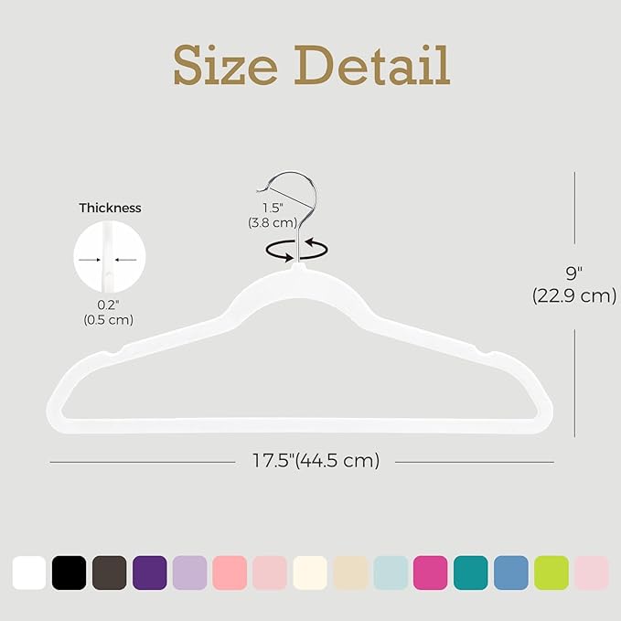 HOUSE DAY White Velvet Hangers 40 Pack, Non Slip Clothes Felt Hanger Heavy Duty for Coat, Premium Slim Space Saving Suit Hangers for Closet Organizer, 360° Rotating Silver Hook
