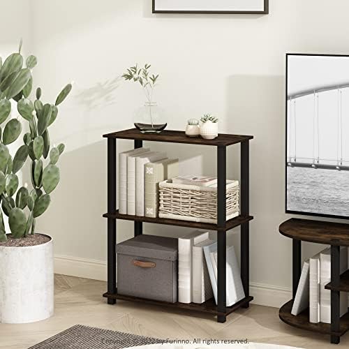 Furinno TURN-S-TUBE Storage Shelves, 3-Tier Book Shelf, Corner Shelf, Toolless Open Shelves, for Organization and Storag