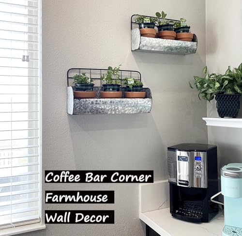 ShabbyDecor Galvanized Metal Farmhouse Wall Storage Holder Set of 2