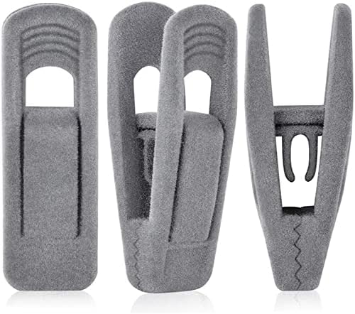 TOFIIGREM Grey Velvet Hangers Clips 50 PCS, Non-Slip Velvet Skirt Hanger Clips for Velvet Hangers, Strong Finger Clips Perfect for Kids Velvet Hangers Skirt Pant Clothes Gray Velvet Hangers