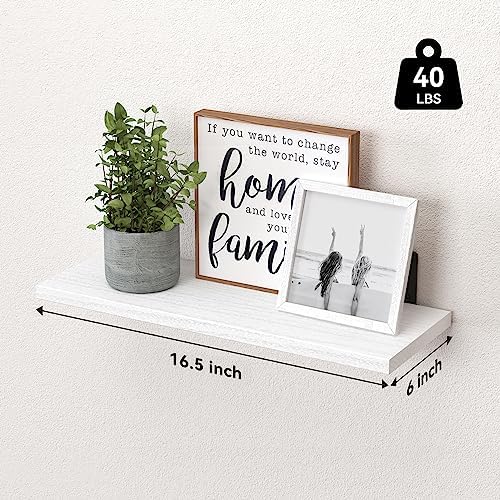 WOPITUES Floating Shelves Set of 6 for Wall Decor & Storage, White