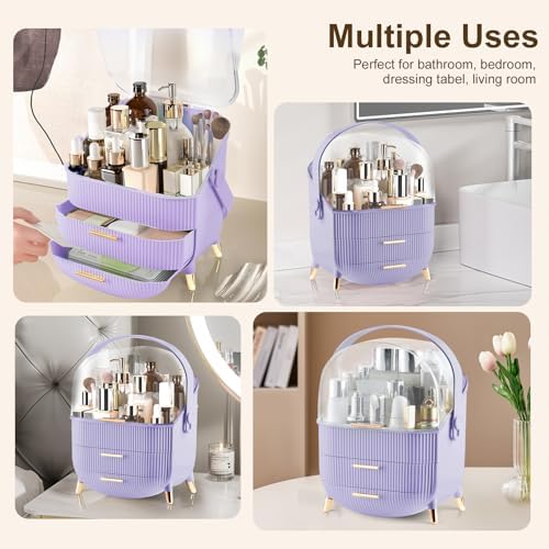 Makeup Organizer for Vanity, Make up Organizers and Storage, Cosmetics Skincare Organizers with Lid and Drawers, Cosmeti