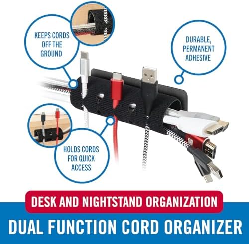 VELCRO Brand Complete Desk Cable Management Kit | 8in Mountable Cable Sleeve 2pk + 150pk Reusable Cable Ties + Desk & Ni