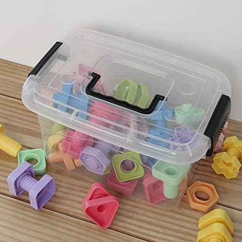 5 L Plastic Storage Bin with Lid, Transparent Organizing Box Set of 6