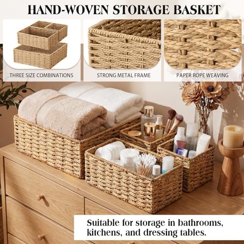 Set of 4 Natural Small Wicker Basket, Classic