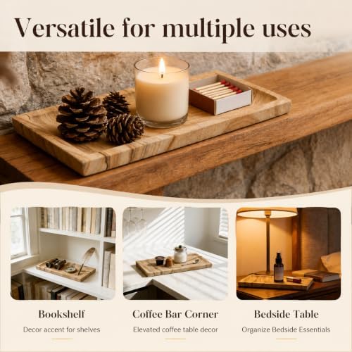Sandstone Tray for Bathroom Countertop, Rectangular Stone Decorative Tray, Vanity Tray for Makeup, Perfume, Skincare, Je