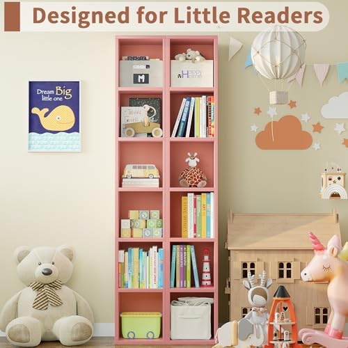 6-Tier Tall Narrow Bookshelf,Slim Bookcase with Open Cubes