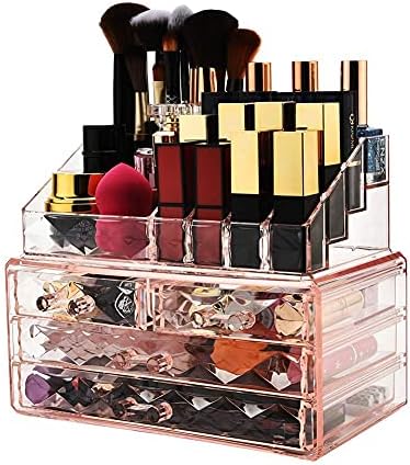 ZHIAI Stackable cosmetic organizer with drawers, easy to organize cosmetic products accessories Suitable for vanity, toi