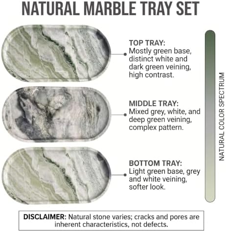 YKAJO Shangri-la Green Oval Marble Tray, 11.8x5.9 Vanity Perfume Organizer