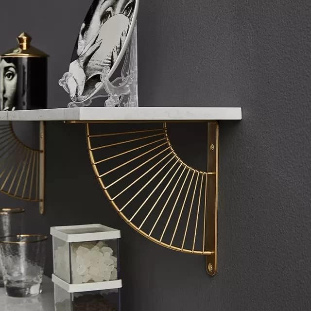Z Metnal Small Decorative Shelf Brackets, 6 inch Brass Metal Shelves Bracket, Wall Decor, Modern Shelving Bracket for DI