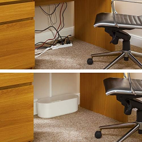 D-Line Cable Management Box (Large) & Cord Spiral Wrap (8.2ft Length) - White