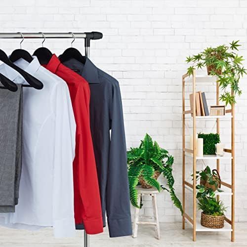 Relaxdays Velvet Coat Hangers, Set of 10, Wood, Wide Width with Trouser Bar, 360° Clothes Hook, Suit Hanger, Black
