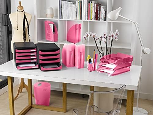 Exacompta Big-Box Iderama, 4 Drawers - Mouse Grey/Raspberry