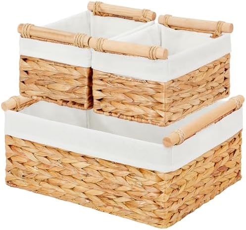Vagusicc Wicker Storage Basket, 3-Packs Water Hyacinth Storage Baskets for Organizing, Large Cube Storage Organizer Bask