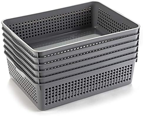 Aebeky A4 Size Plastic Paper Storage Trays,Desktop File Organizer Baskets,6-Packs (Grey)