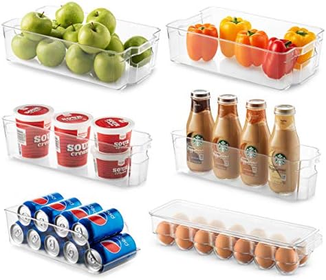 Set Of 8 Refrigerator Pantry Organizer Bins - Clear Food Storage Baskets for Kitchen, Countertops, Cabinets, Fridge, Fre