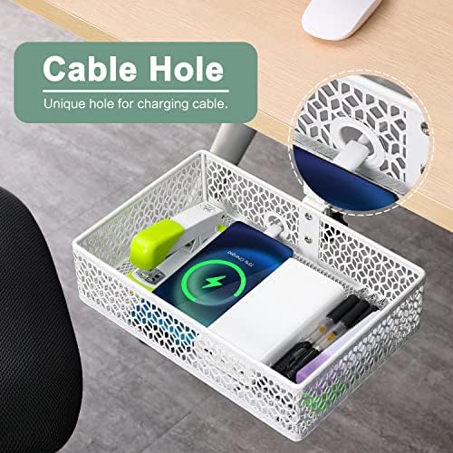 ROSYLINE Under Desk Storage Basket Hanging Drawer Tray, Clamp On Organizer