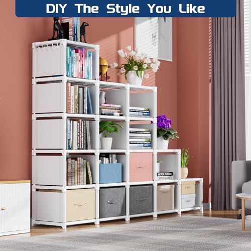 Mavivegue Book Shelf, 18 Cube Storage Organizer, DIY Bookcase White