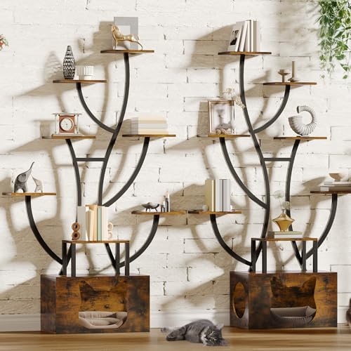 DWVO Tall Bookshelf with LED Light