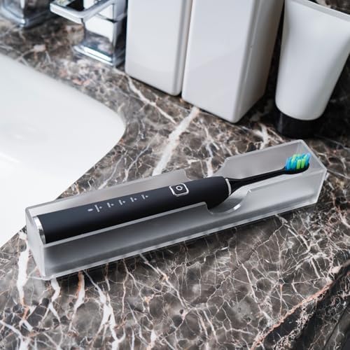 Acrylic Electric Toothbrush Holder with Diatomite Drying Stone, Bathroom Drawer Organizer with Drainage Hole for Tooth B