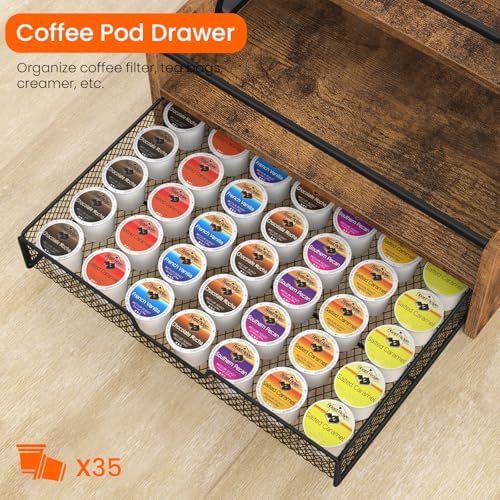 Homode Coffee Syrup Organizer Rack, 3-Tier 8 Bottles Syrup Stand