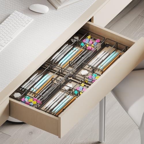 Desk Drawer Organizer Tray, Office Drawer Organizer, Workspace Organizers, Suitable for Tools, Pencils, Office Supplies Storage (Black)